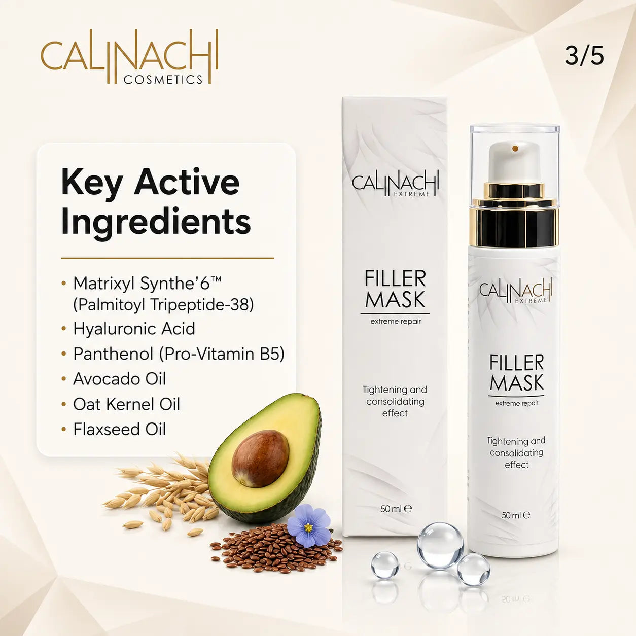 Filler Mask for Face, Neck, and Décolletage, 50ml. skincare CALINACHI Cosmetics