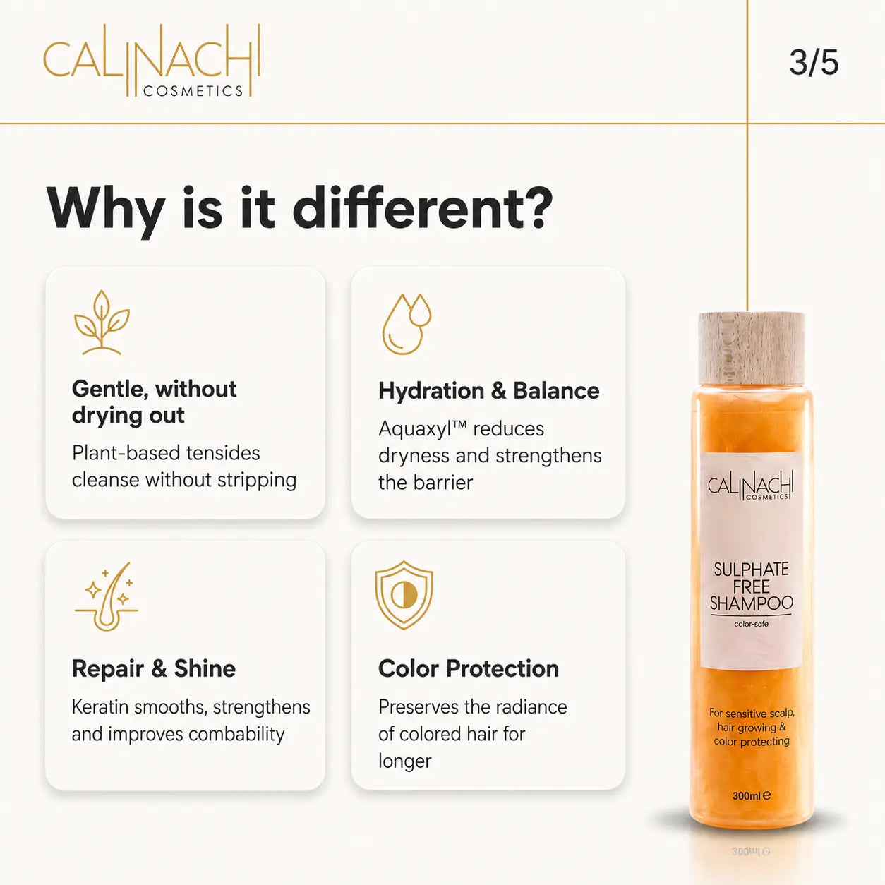 Protein & Caffeine Scalp and Hair Shampoo, Sulfate-free, 300ml. haircare CALINACHI Cosmetics