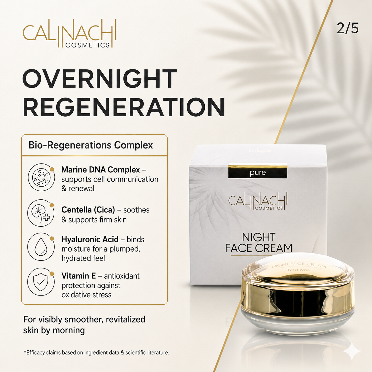 Regenerating Night Cream for Face, Neck, and Décolletage, 50ml skincare CALINACHI Cosmetics