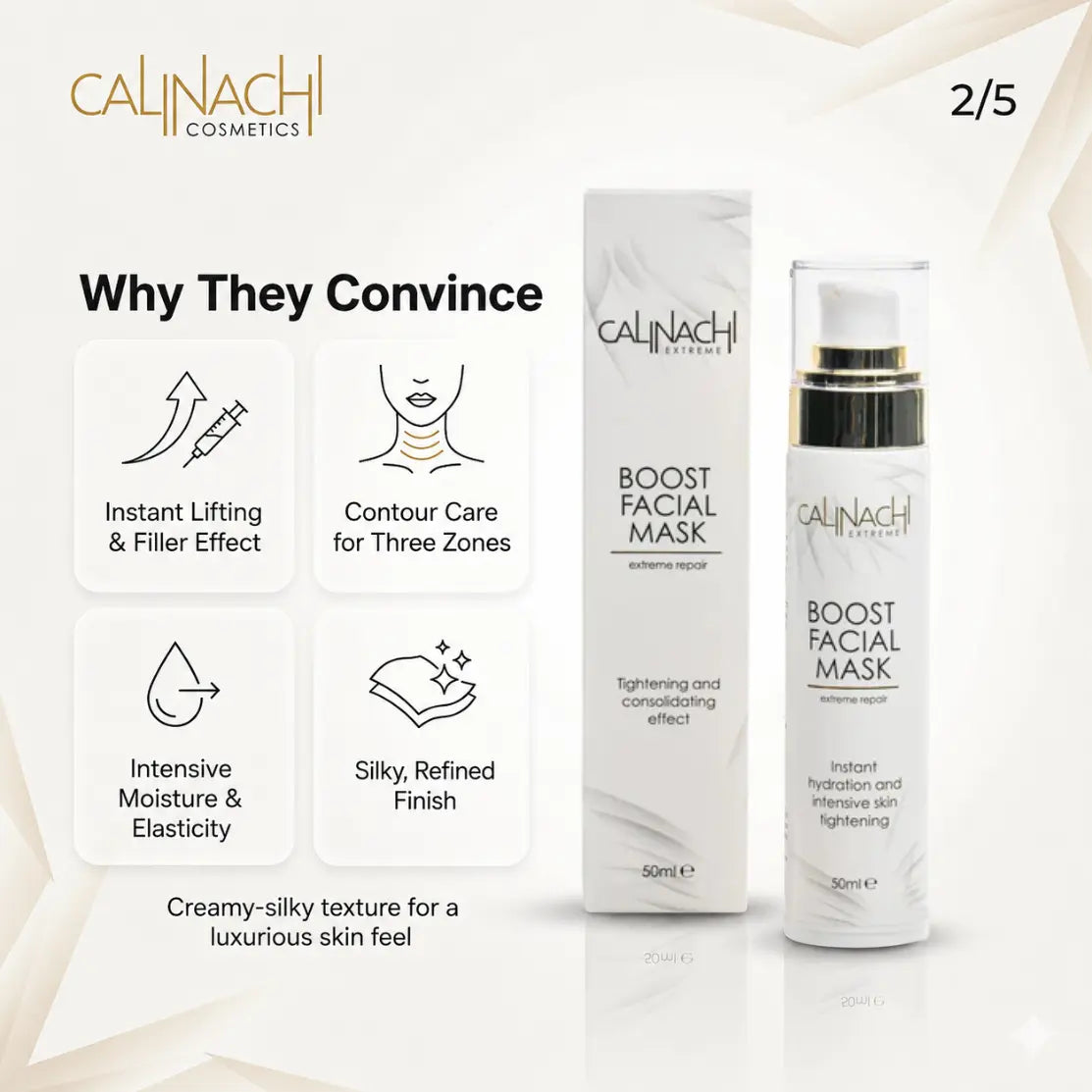 Boost Mask for Face, Neck, and Décolletage, 50ml. skincare CALINACHI Cosmetics