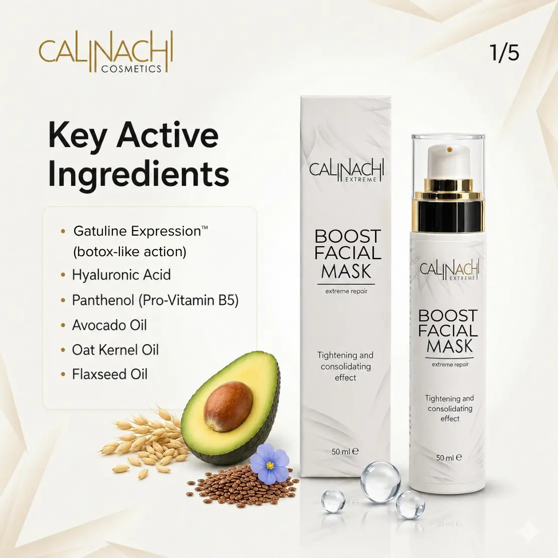 Boost Mask for Face, Neck, and Décolletage, 50ml. skincare CALINACHI Cosmetics