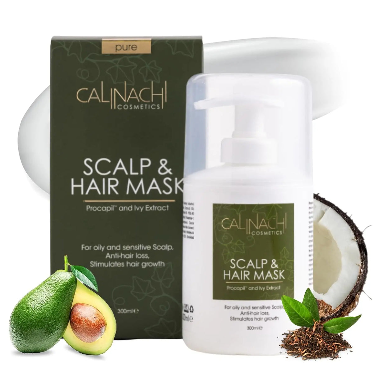 Protein Expert (Normal to Oily &amp; Oily) Anti-Hair Loss, Restorative, Mask for Scalp and Hair, 300 ml.  CALINACHI Cosmetics
