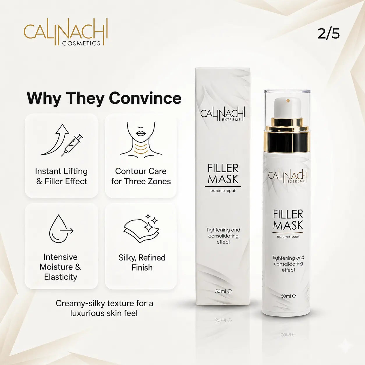 Filler Mask for Face, Neck, and Décolletage, 50ml. skincare CALINACHI Cosmetics