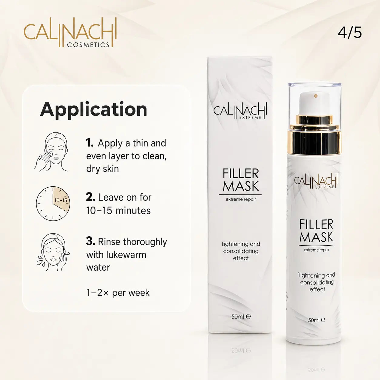 Filler Mask for Face, Neck, and Décolletage, 50ml. skincare CALINACHI Cosmetics