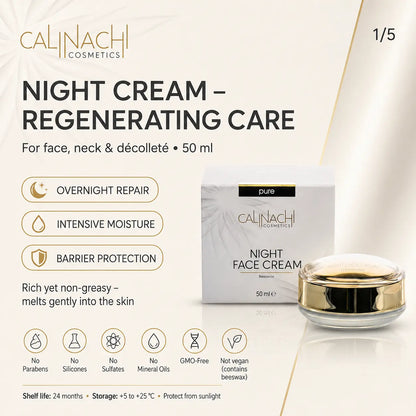 Regenerating Night Cream for Face, Neck, and Décolletage, 50ml skincare CALINACHI Cosmetics